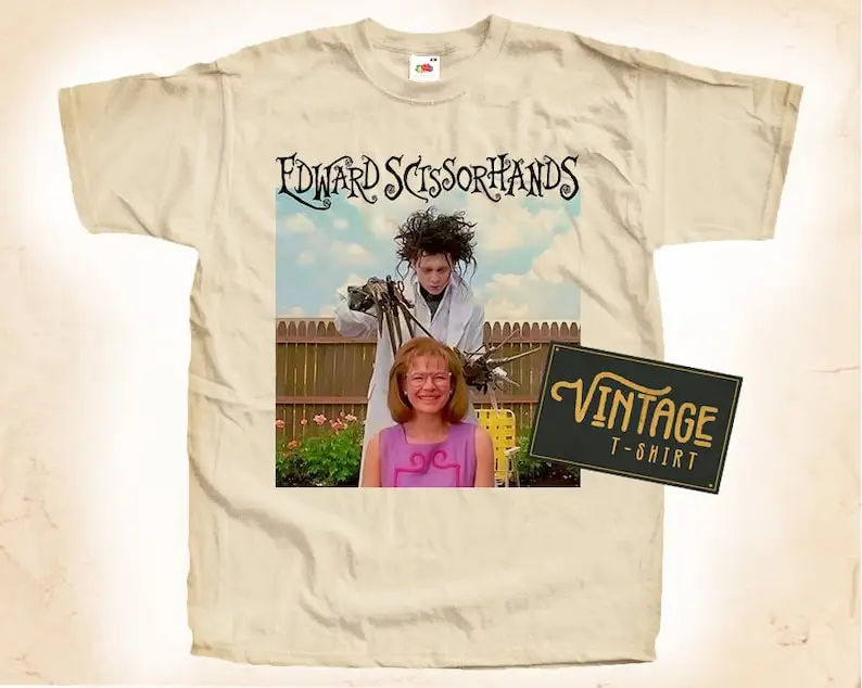 Edward Scissorhands V2 T shirt Tee Natural Vintage Cotton Movie Poster All Sizes