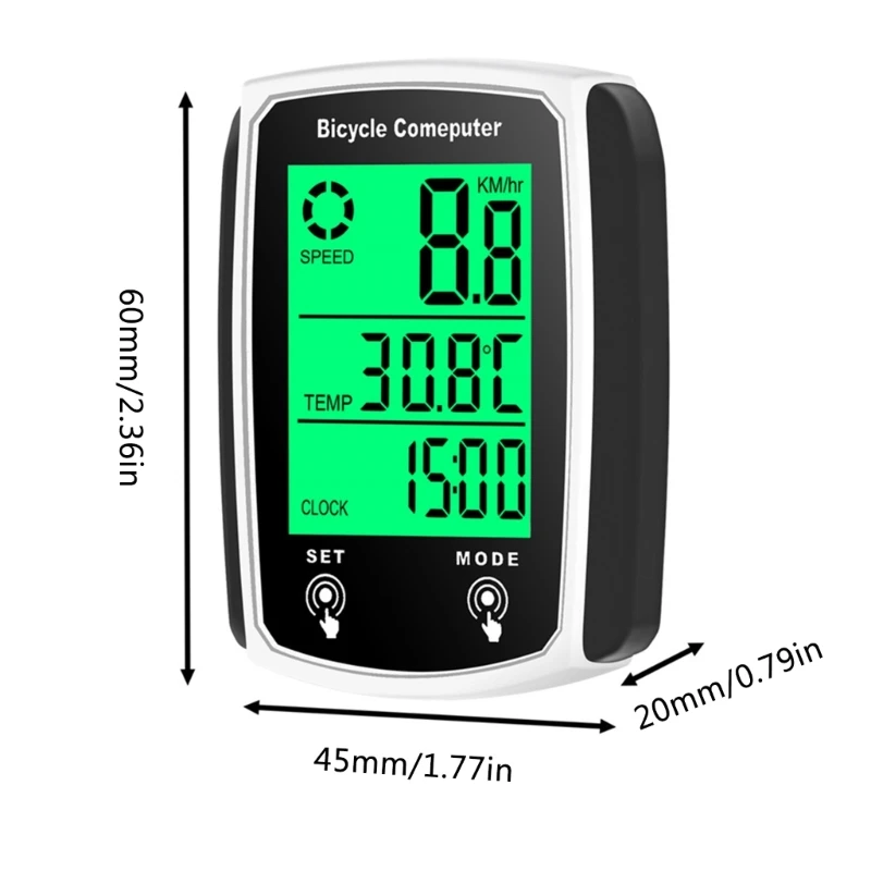 Mini Bike Computer Waterproof Bicycles Speedometers Odometers with 19-Functions Bike Wire Cycling Computer