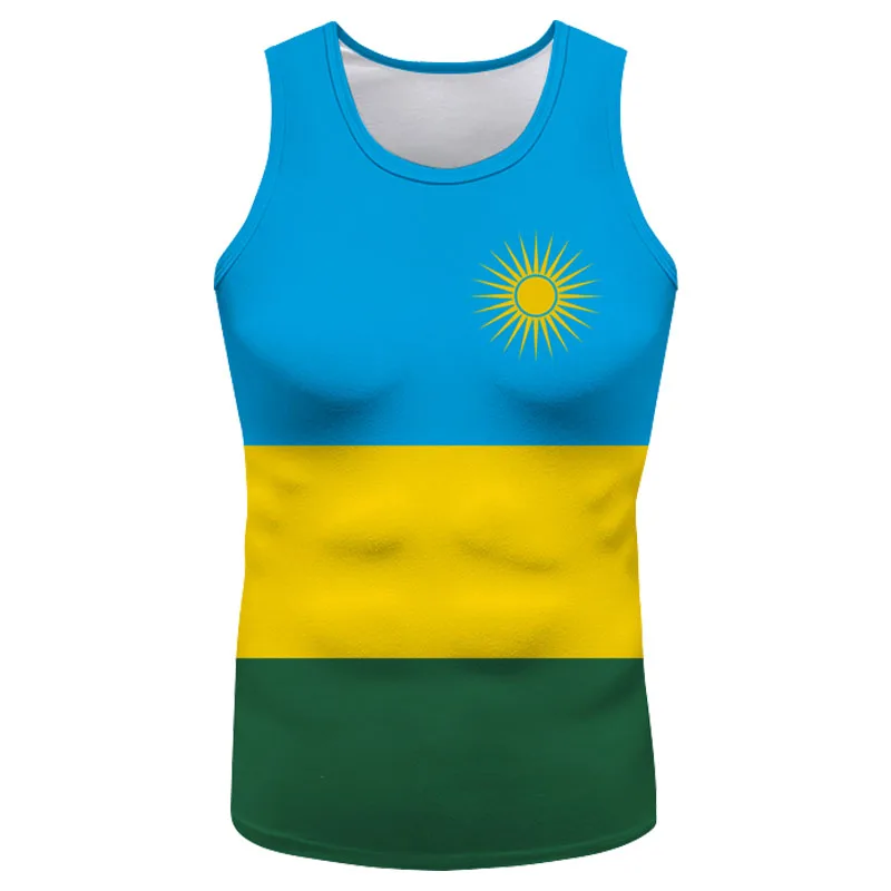 Rwanda Vest Free Custom Made Name Rwa Tank Top Nation Flag Rwandan Rwandese French Country Text Print Photo Sleeveless T-Shirt