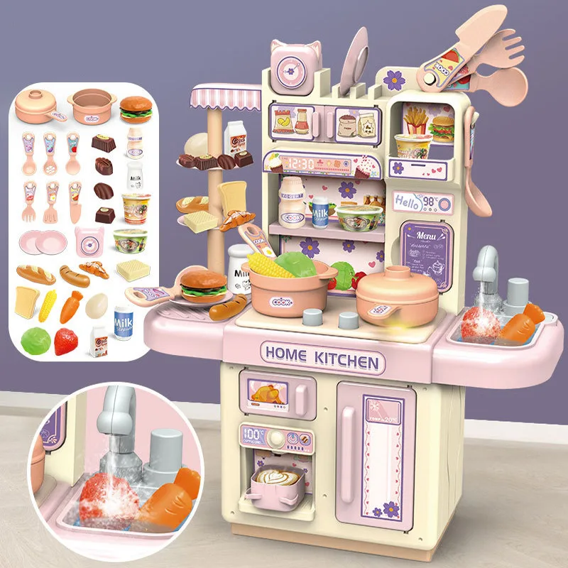 Table de cuisine avec réchaud simulé pour enfants, mini jouets de cuisine, maison de courses, cadeau