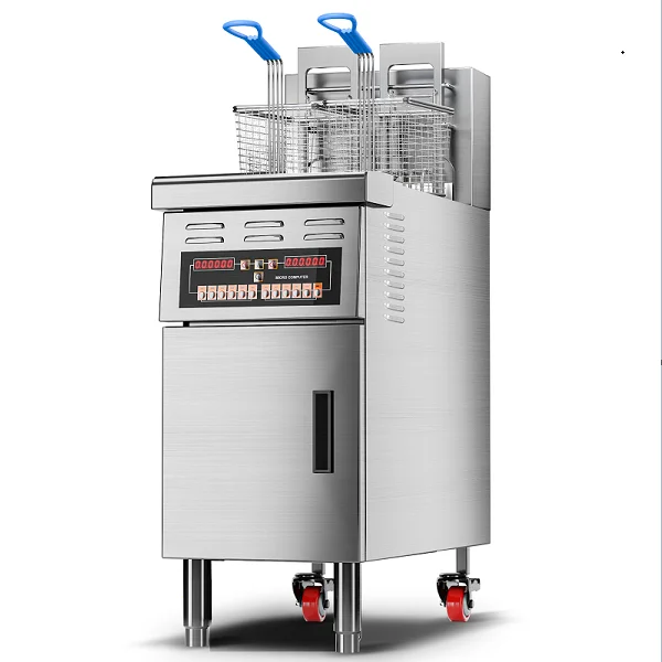 

Single Tank Fried Chicken French Fries Commercial Gas Deep Fryer Machine With Programmable Control