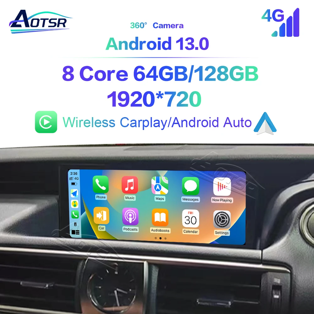 10.25'' Android 13 for Lexus IS 13-17 Car Screen Navigation Apple Carplay Car Radio Music DSP GPS BT MP4 Multimedia Player tools