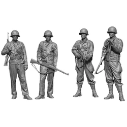 1/35 Scale Resin Figure Military Model Kit WWII US Infantry 4 People Historical Hobby Miniature Self Assembly Kit