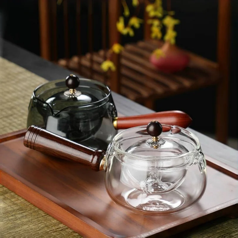 

Side Handle Glass Teapots High Temperature Resistant Kung Fu Teaware Accessories Rotating Tea Water Separation Filter Tea Tools