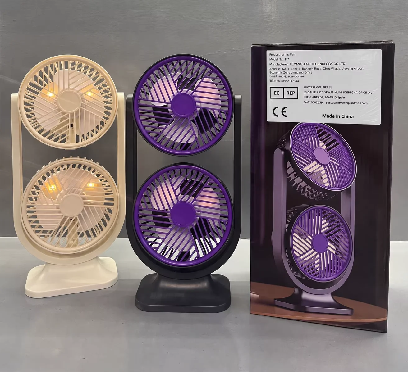 HOMEFISH New dual head desktop fan USB rechargeable adjustable fan for household outdoor high wind air circulation fan