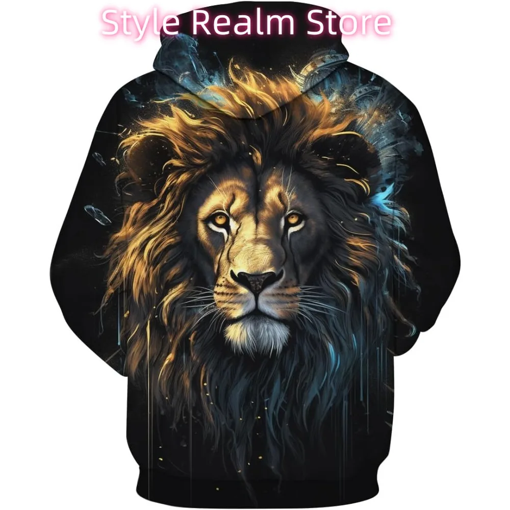 للجنسين الجدة 3D الطباعة هوديي الأسد مضحك كم طويل الرباط البلوز هوديس