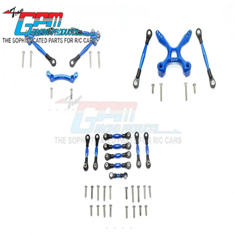 GPM ALUMINUM FRONT&REAR TIE RODS WITH STABILIZER FOR C HUB +WHOLE CAR TIE RODS-51PC SET FOR TRAXXAS 1/10 FORD GT-TEC 2.0 Upgrade