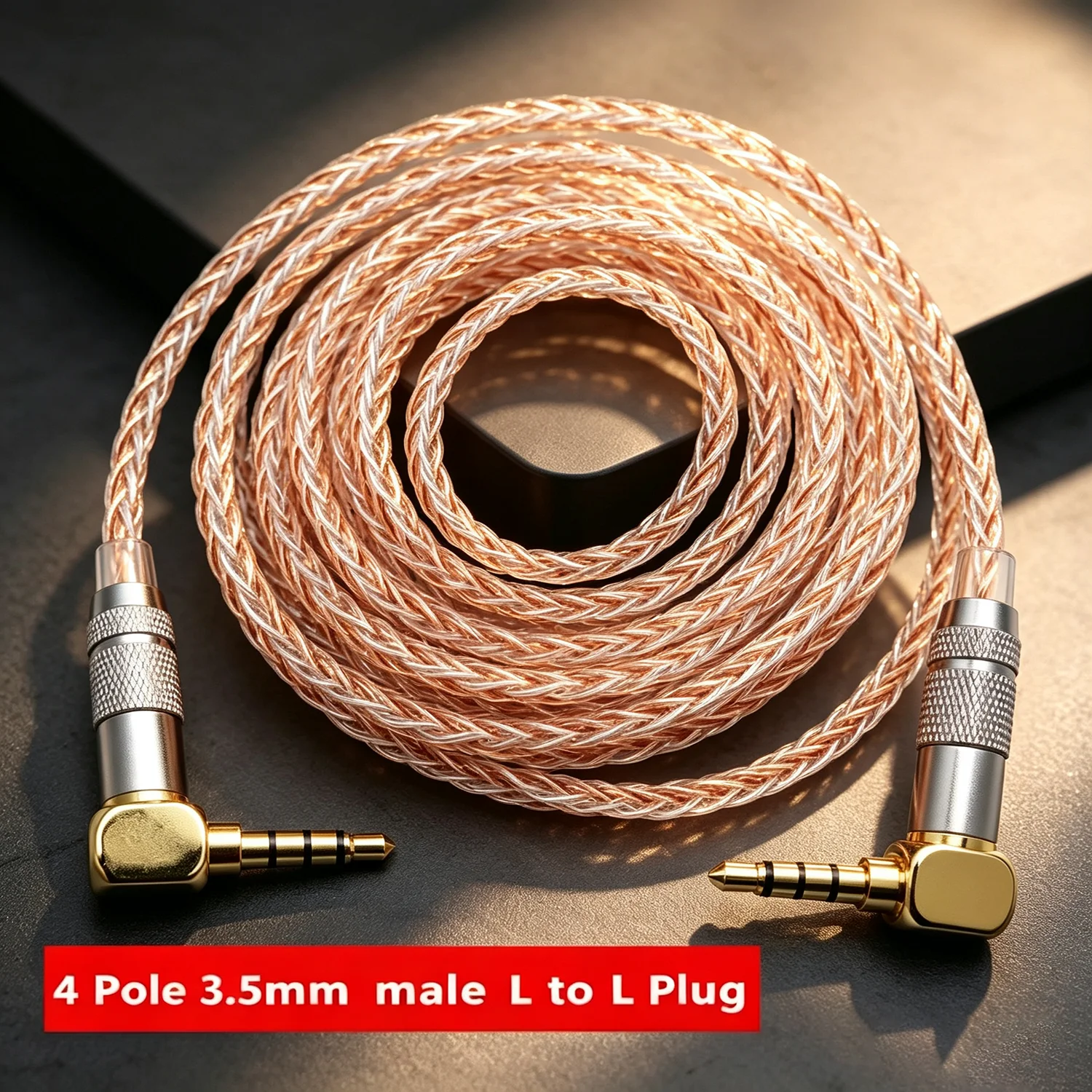 HiFi 3.5mm TRRS 4 Pole Male‑Male AUX Audio Cable With Mic Function For Live Broadcast Sound Card Connection