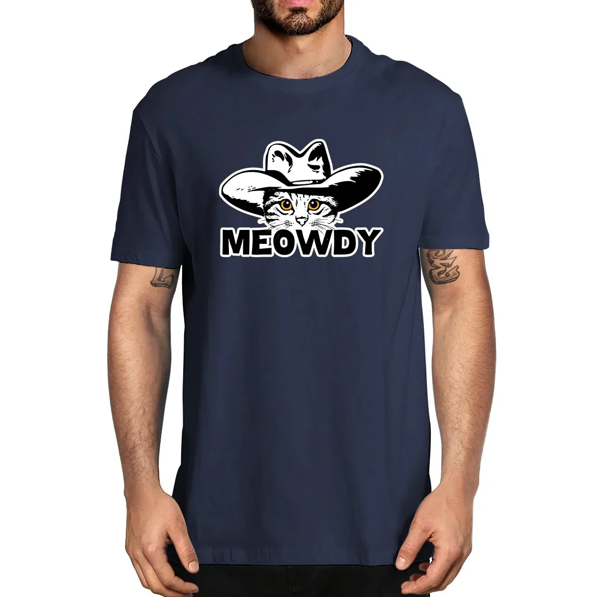 Meowdy Funny Mashup Between Meow And Howdy Cat Meme 100% Cotton Summer Men's Novelty Oversized T-Shirt Women Casual Streetwear