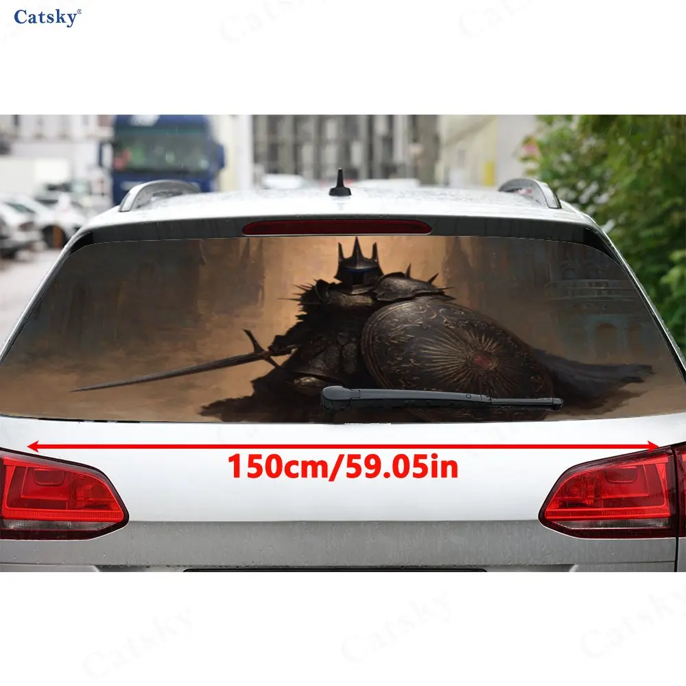 Fully Armed Knights PVC Perforated Car Vinyl Wraps, Privacy Enhancing Design For Rear Window, Car Rear Windshield Sticker