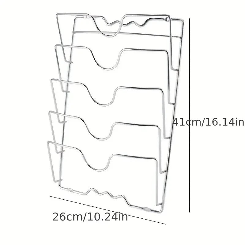 Space-Saving Metal Kitchen Rack - Multifunctional Wall-Mount Pot Lid & Cutting Board Holder, Step Shelf Design