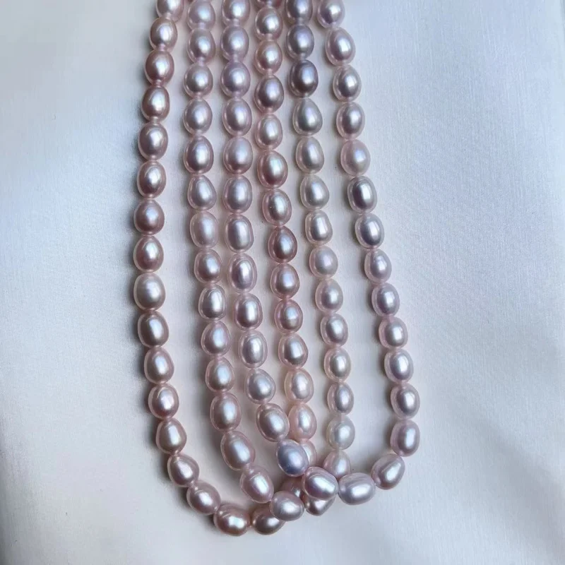 6-7Mm Purple Natural Freshwater Loose Beads String Small Pearl Earrings Neck Accessories Semi-Finished