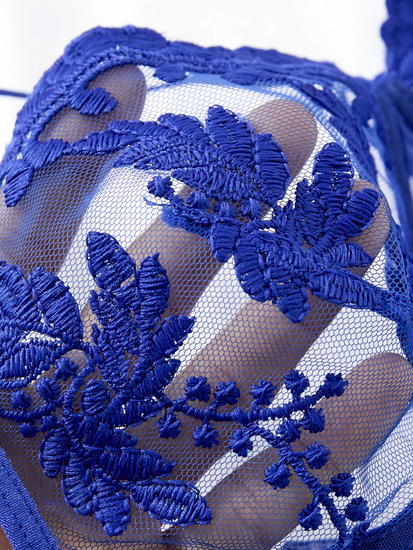 Camisola semi transparente bordada com orelha de trigo estilo campo azul feminino, elegante e confortável, design de laço ZA825066