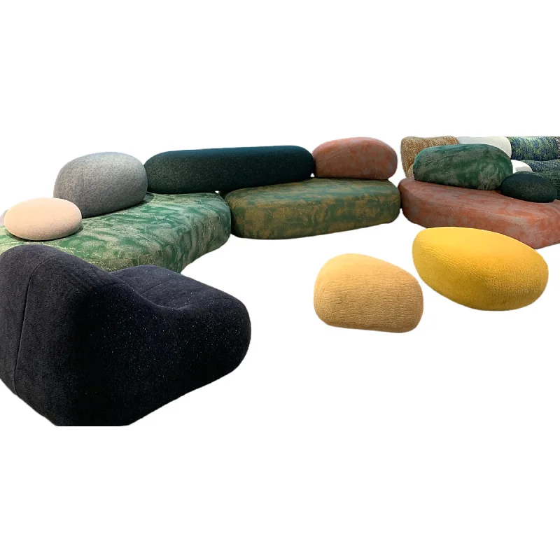 

Fabric sofa living room small apartment creative pebble sofa bed