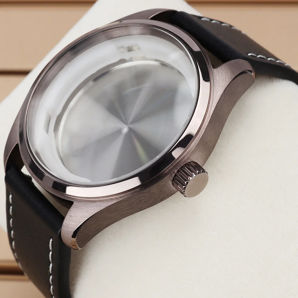 Hot Sale 40mm Men's Watch Case Brushed Stainless Steel Leather Bracelet For Pilot Seiko NH35 NH36 NH38 NH34 4R36 Movt Accessory
