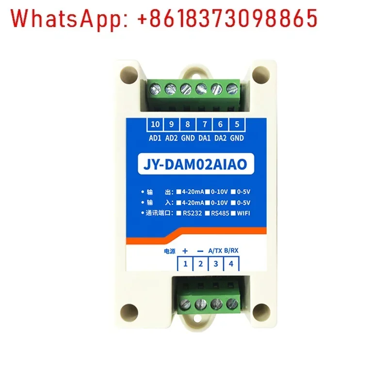 

2AI 2AO DAQ Analog Input Output 4-20mA 0-10V, Modbus RTU Din Rail, Customize RS485 RS232 Wifi