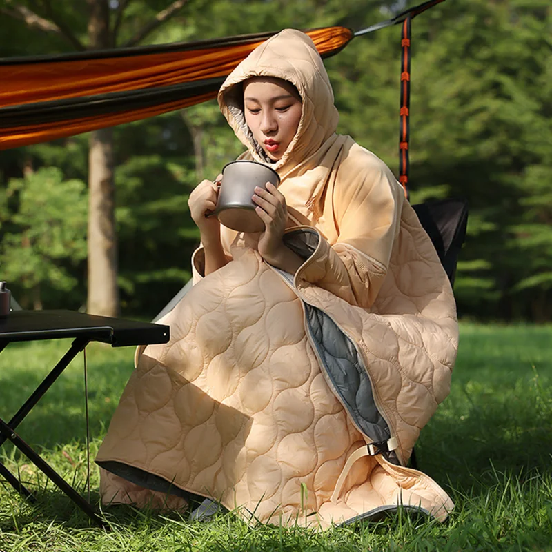 Lazy Cloak Sleeping Bag Unisex Portable Outdoor Waterproof Camping Warm Sleeping Quilt Winter Travel Poncho Fishing Cloak Cape