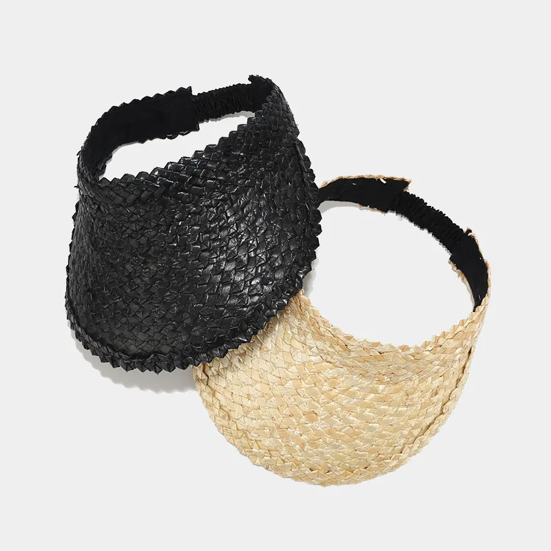Handmade Raffia Empty Top Straw Hat Women Summer Fashion Sunscreen Sun Cap Ponytail Topless Hats For Beach Holiday Outdoor