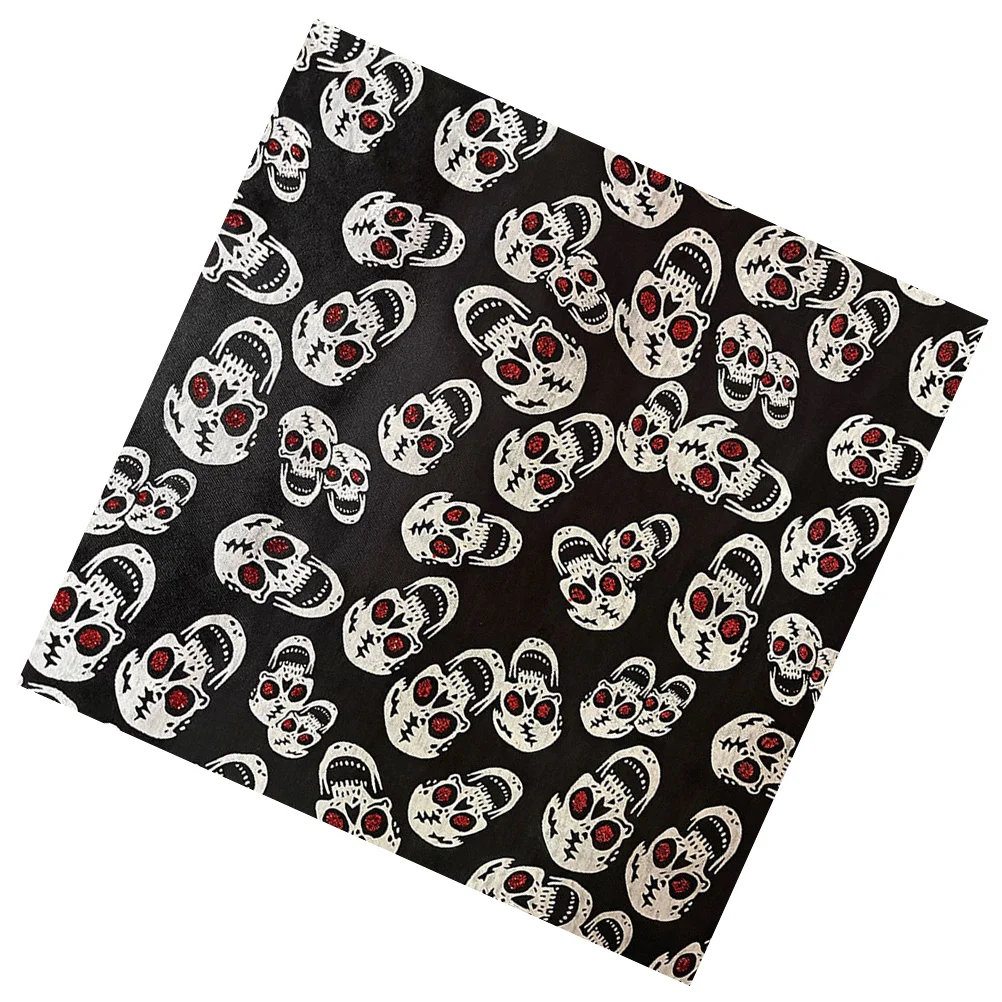 Bandana de Sauna Carré pour Femme, Accessoire de Cheveux, Écharpes, Tête de Mort, Halloween, 7,5