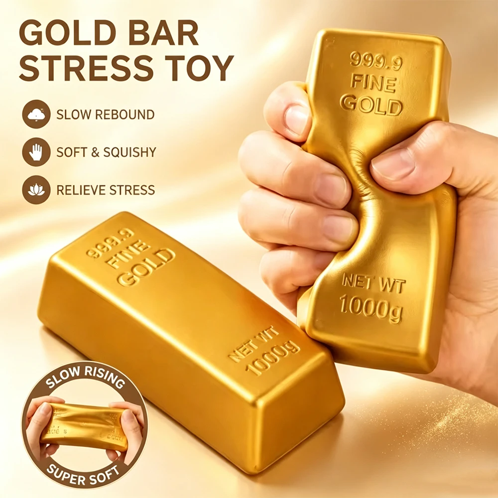 Gold Butter Stick Fidget Toys Squishy Elastic Cheese Stick Funny Decompression Stress Anxiety Relief Game Squeeze Prank Toy Gift