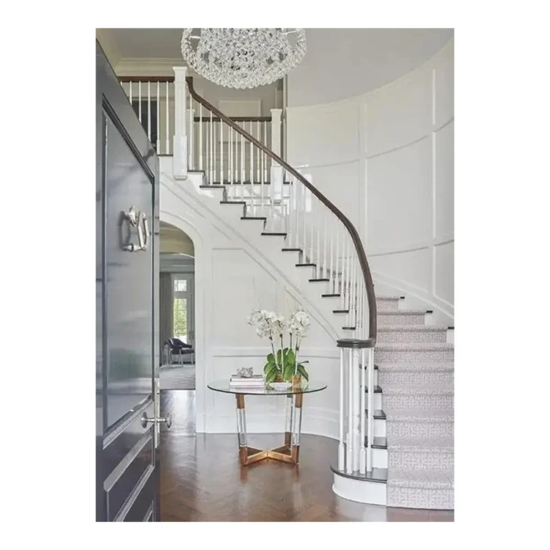 custom.Modern Staircase Helical Curve Structure Tempered Glass Railings Stair Stainless Steel Handrail Open Tread Design - view 2