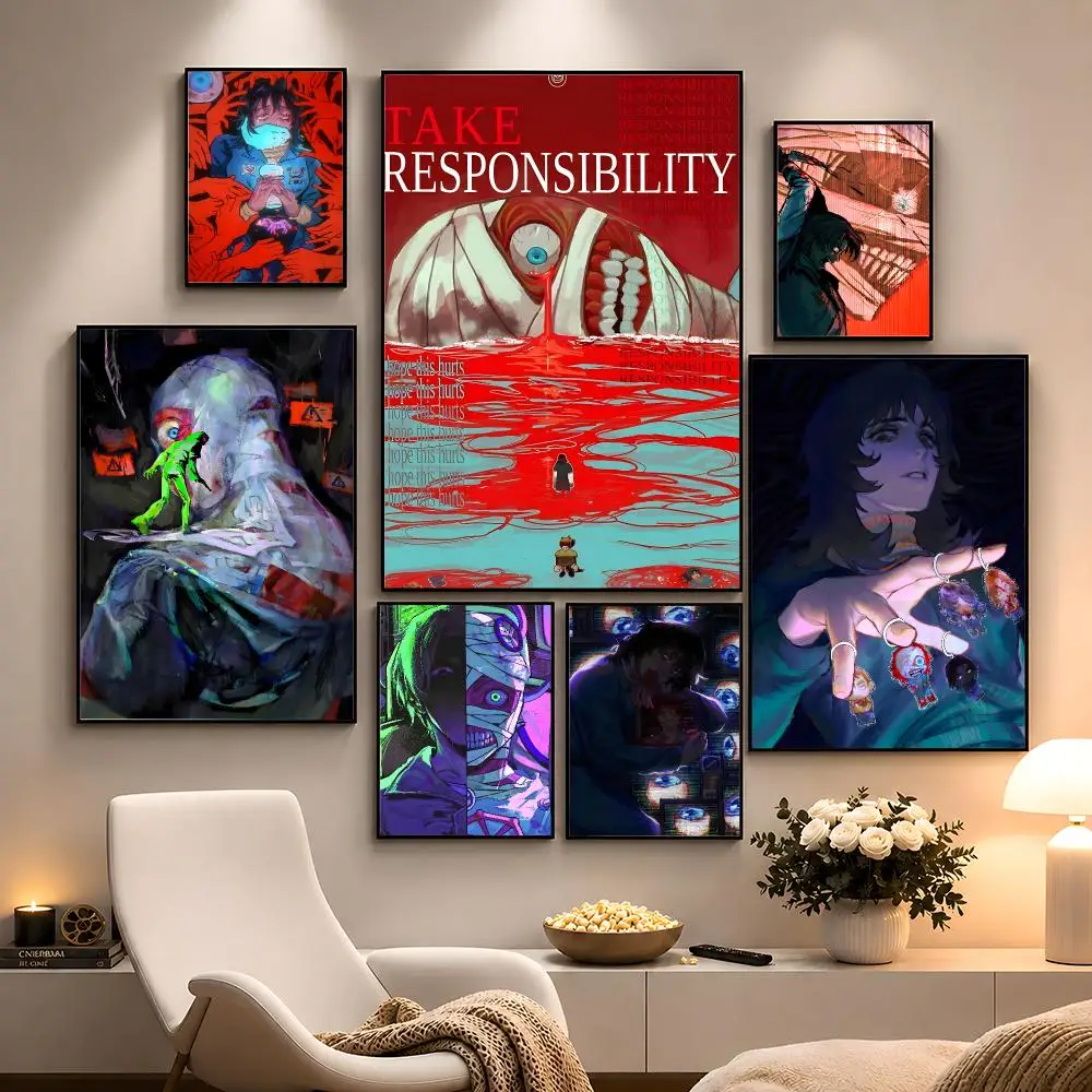 Game Mouthwashing Curly Jimmy Horror Poster Peel And Stick Wall Art PP Waterproof HD Bedroom Living Room Home Decor Gift