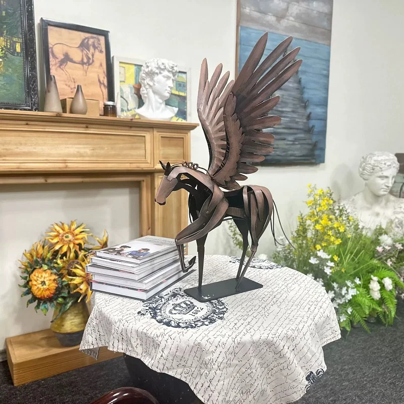 

Horse Pegasus Metal sculpture hand-made Art pieces Home decor outdoor patio Exquisite arts and crafts