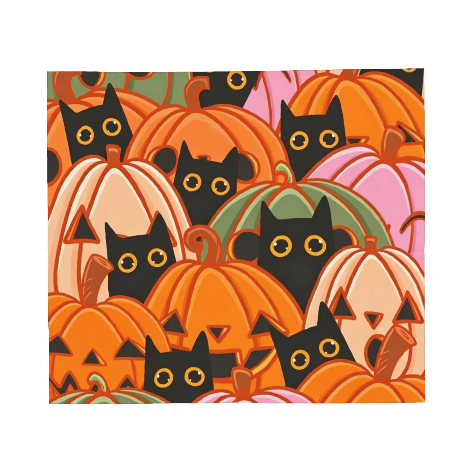 Halloween Blanket Cover Coral Fleece Plush Pumpkin Moon Star Witch Ultra-Soft Throw Blankets for Airplane Travel Bedspread