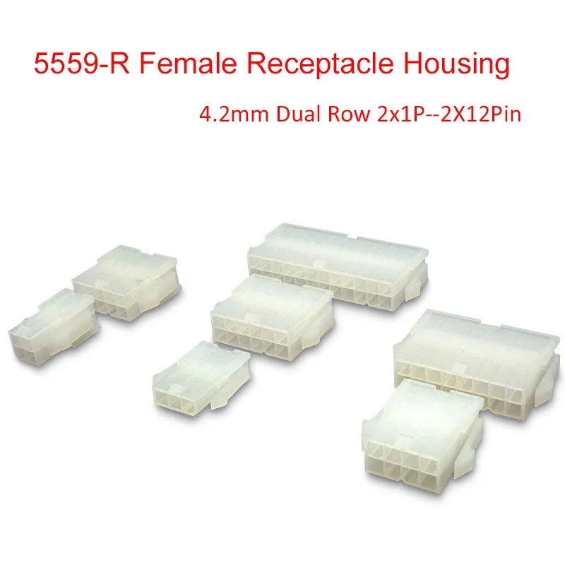 10Set 4.2mm 0.165" MOLEX Mini-Fit 5557/5559/5566/5569 Dual Row 2*1/2/3/4/5/6/8P Male Plug Female Receptacle Terminal Connector