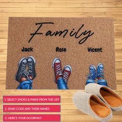 Personalized Doormat Shoes Pets Paws Welcome Mat Outdoor PVC Rugs Custom Floor Mat Carpet Dust Proof House Warming Home Decor