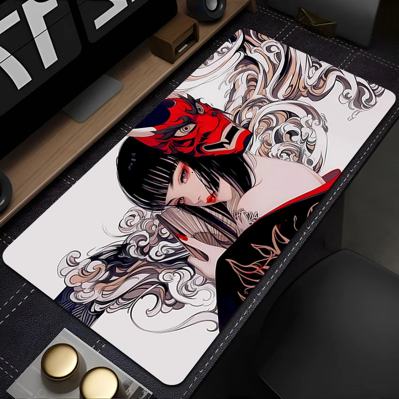 

Devil goth girl Mouse pad large non-slip computer keyboard pad gamer desk pad coaster PC carpet Anime girl Demons mask Mousepad