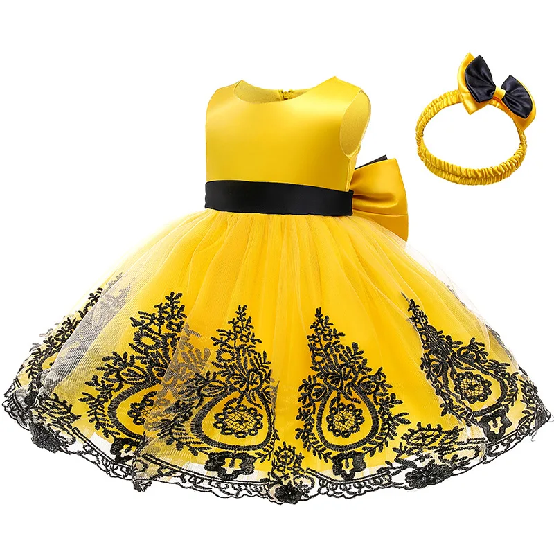 Vestido de princesa de flores para niñas, vestidos de dama de honor de fiesta de cumpleaños de lujo para niños, ropa de mano con lazo, disfraz para niños