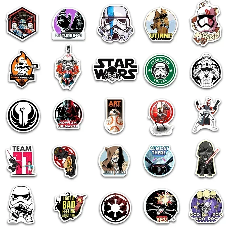 50PCS Cool Star Wars Sticker Disney Cartoon Decals DIY Diary Laptop Luggage Skateboard Graffiti Decals Fun for Kid Toys