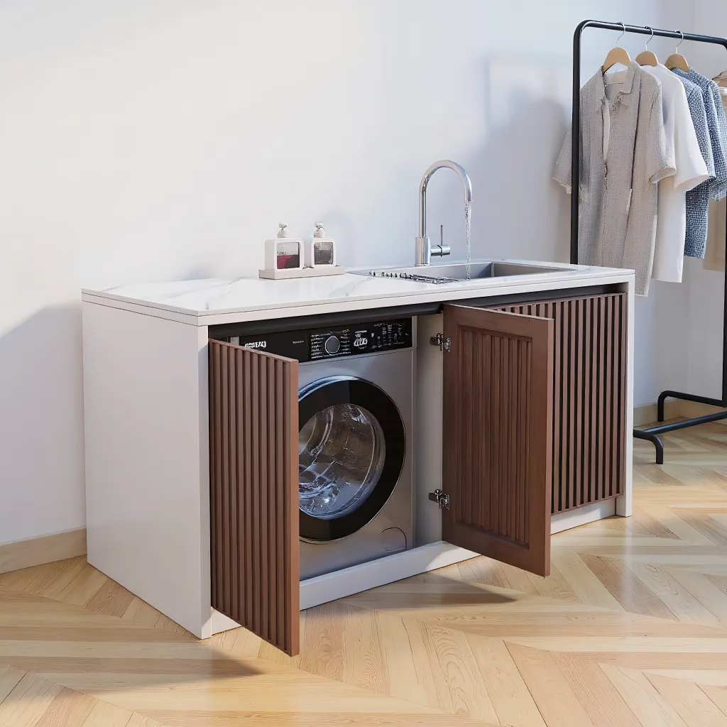 Outdoor patio washing machine cabinet control panel villa outdoor garden rock slab honeycomb aluminum washbasin sink cabinet.