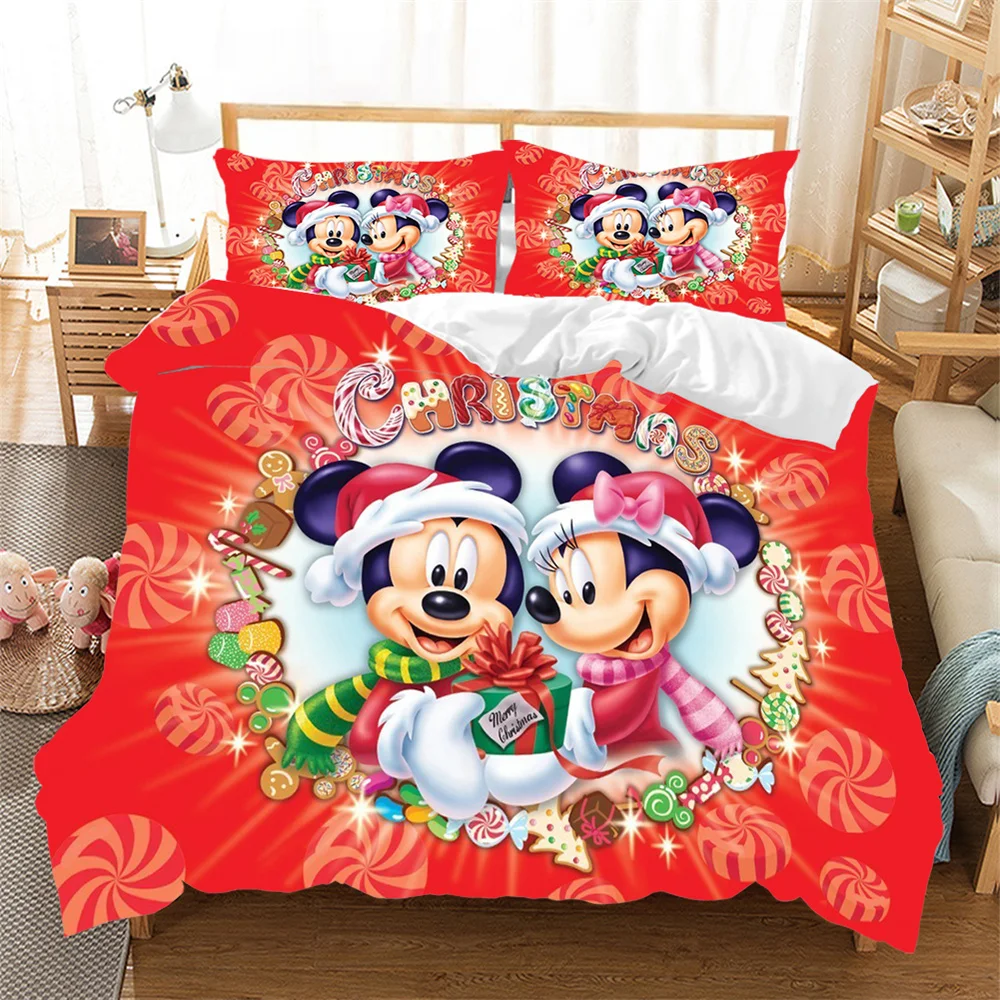 Disney Mickey Minnie Christmas Bedding Set  Duvet Cover Children King Size Christmas Christmas Birthday Gift