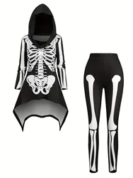 European and American fashion Halloween featured Gothic skull print hoodies and interesting clothing trousers women's suits.