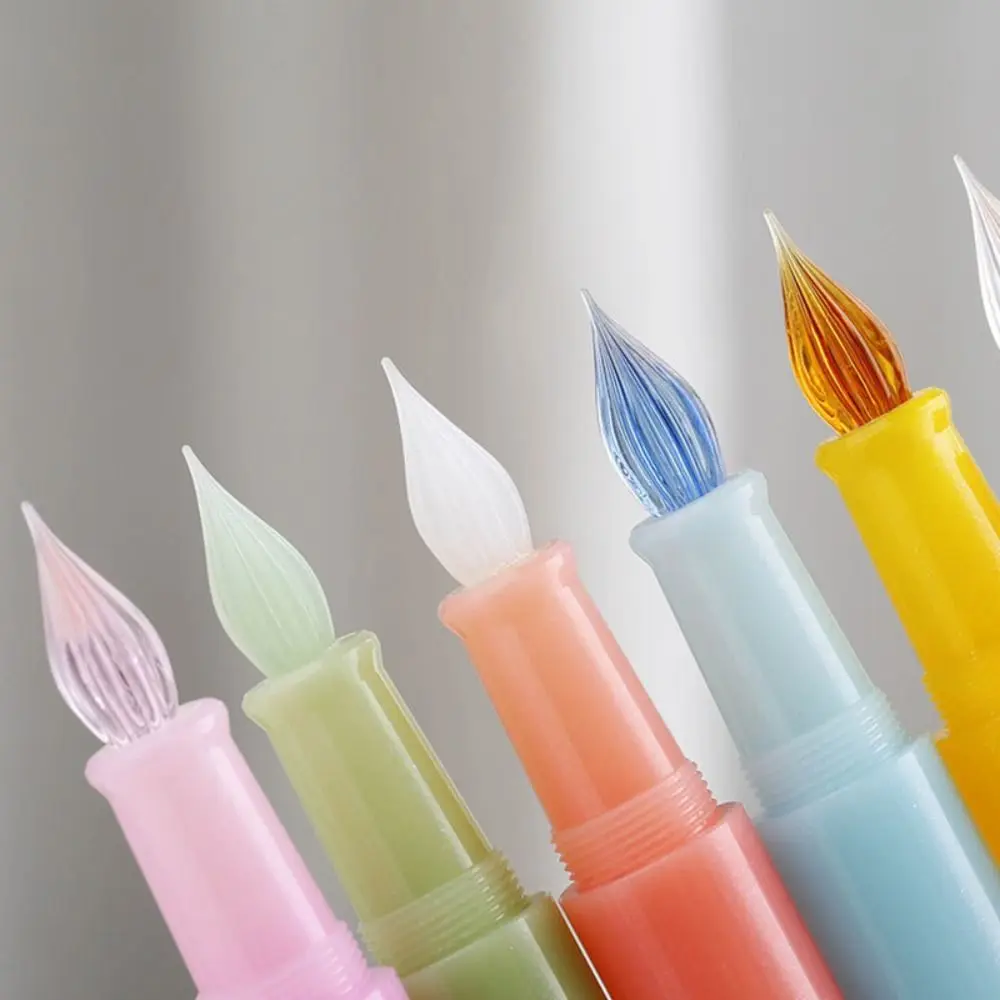 

New Mini Fountain Pen EF/F/Glass Nib Glitter Bling Ink Pen Candy Color Pocket Pen School Supplies