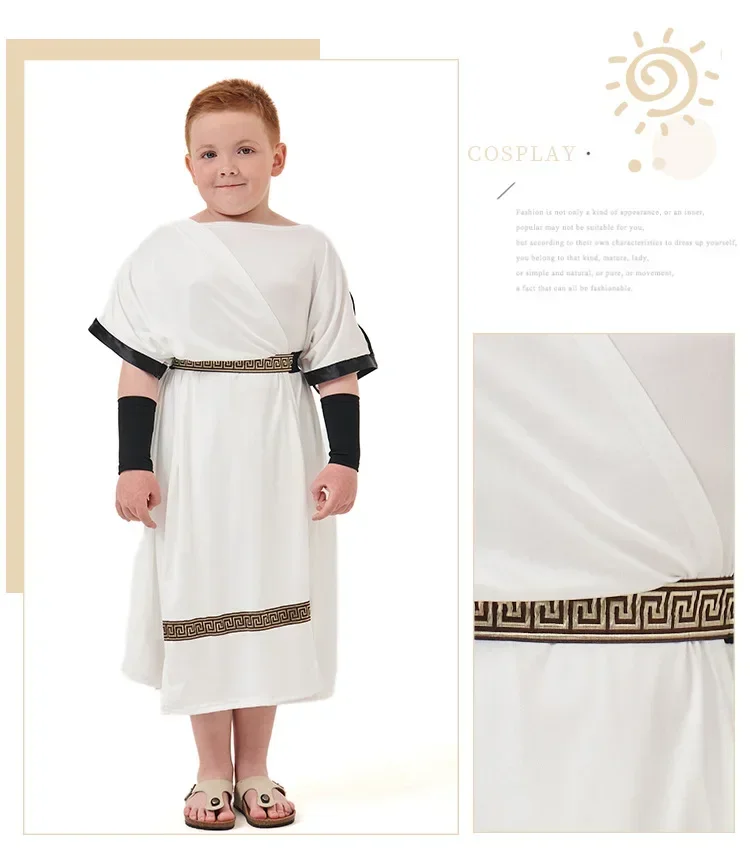 Halloween Deluxe Jungen Caesar Toga Cosplay Kostüm Kind Kinder Antike griechische und römische Mythologie Cosplay Krieger Cosplay Kostüm