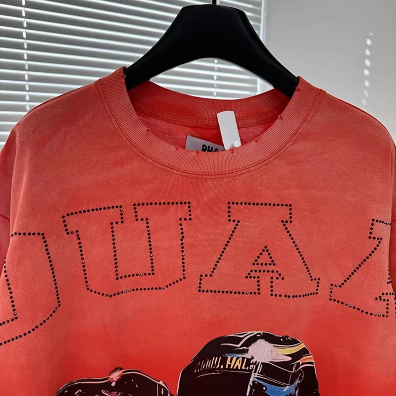 

Red Car DUAA Black Revived Tee New Age T-shirt Men Women High Quality Top Hole Washed T Shirt