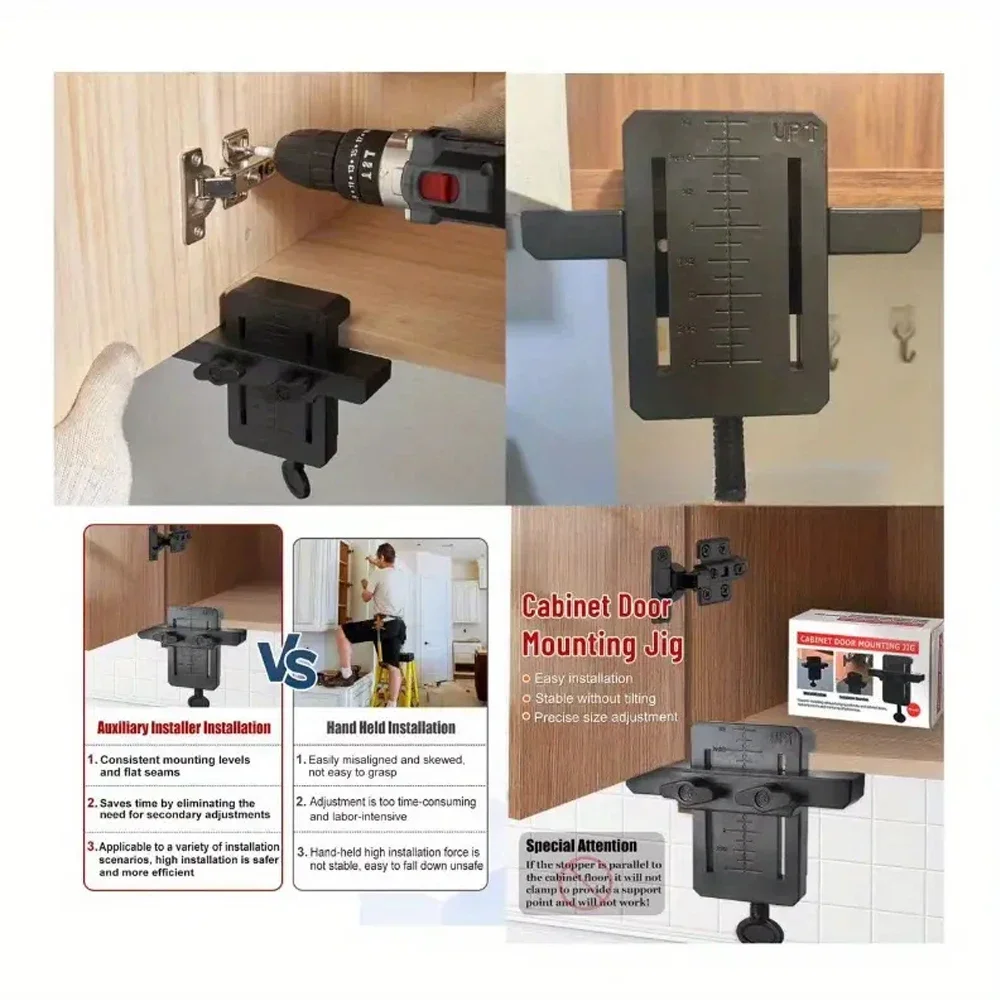 Easy-Install Cabinet Door Mounting Jig Floor Cabinets Frame Clamp Hidden Door Hinge ABS Jig for Kitchen Cabinet Bathroom