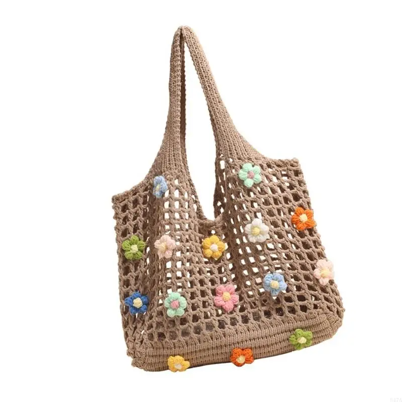 Women Beach Bag Bag Bag Bag Bag حقيبة يد مع أزهار حقيبة تسوق كبيرة للتسويق للسفر 547A #4