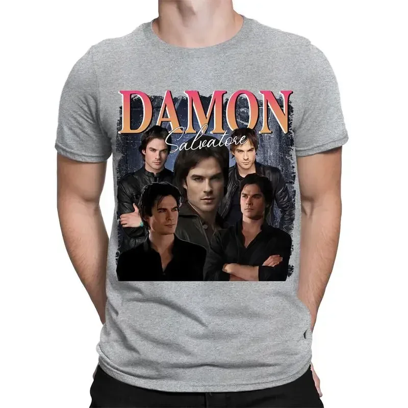 Damon Salvatore Movie Fictional Character Retro Vintage Mens T shirt Top TA 17