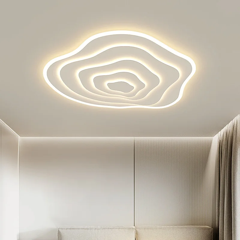 Nordic Modern Ripple Shape Led Ceiling Light Cream Style Acrylic Lamp Fixtures Living Room Bedroom Study Main Illumination Decor