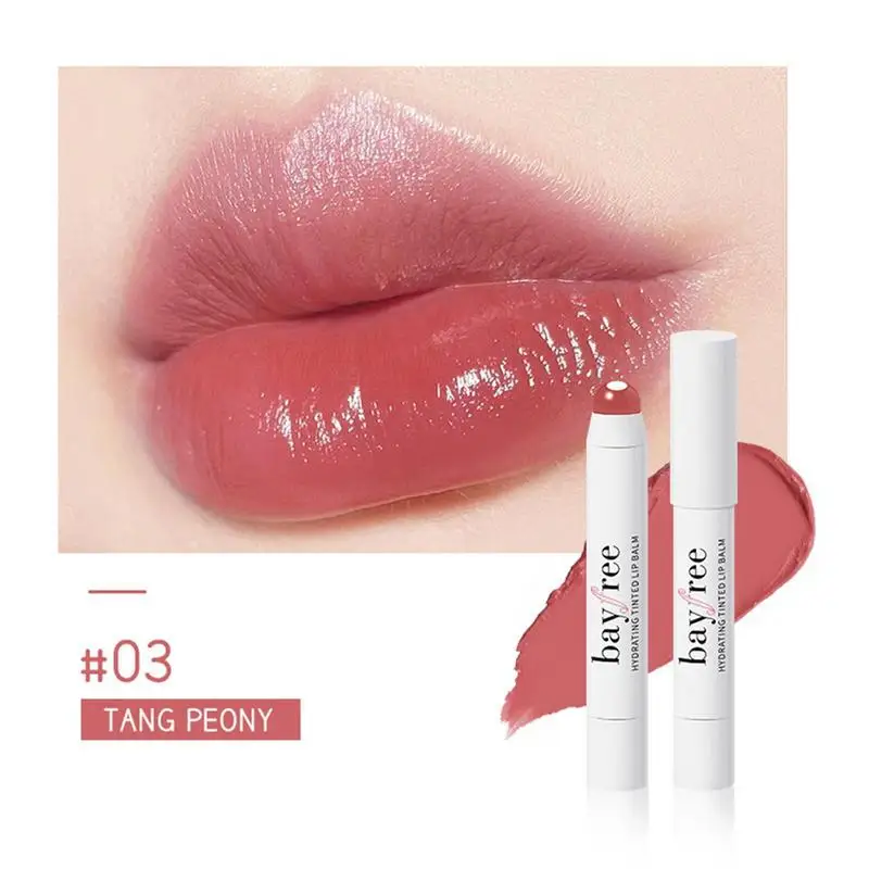 Bálsamo labial colorido para mulheres, 2 em 1, impermeável, nutritivo, à prova de suor, caneta batom duradoura de 8 horas, hidratante, 2,5g