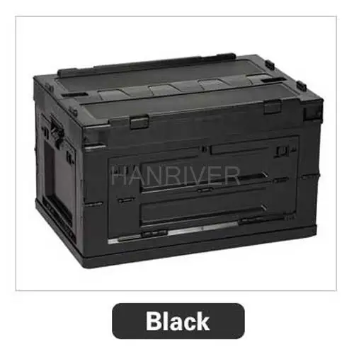Large-capacity Storage Container Box With Wooden Cover Camping Foldable Storage Box Sundries Car Plastic Storage Box
