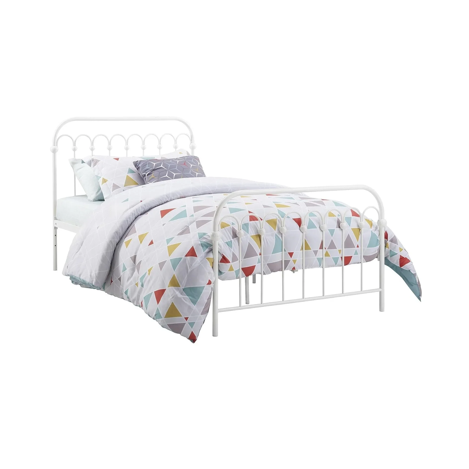 A Best Selling White Metal Bed with Customizable Size Storage Modern Design for Hotel Bedroom Apartment or School Use