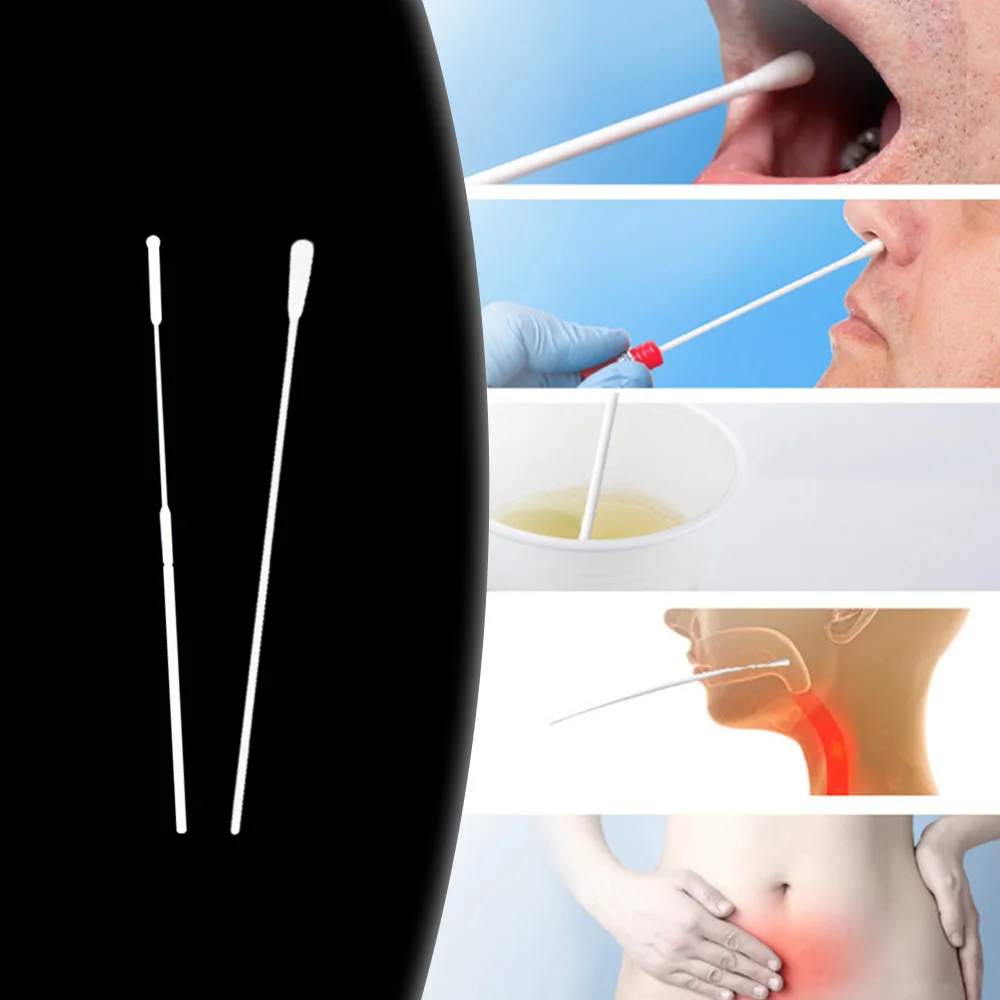 100-1000PC Disposable Flocked Cotton Nasal Swab Specimen Collection Swab Nasopharyngeal Oral Swab Test Laboratory Detection 15cm