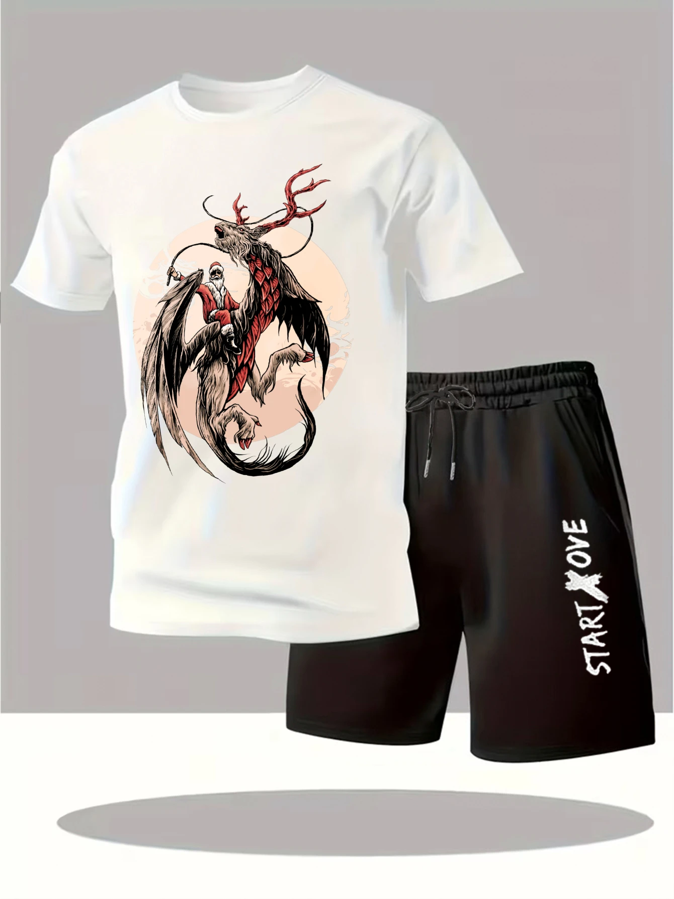 

Мужские комплекты 2025: Новинка! Модный костюм с коротким рукавом и принтом, спортивный костюм для мужчин, Y2K, с графическим принтом