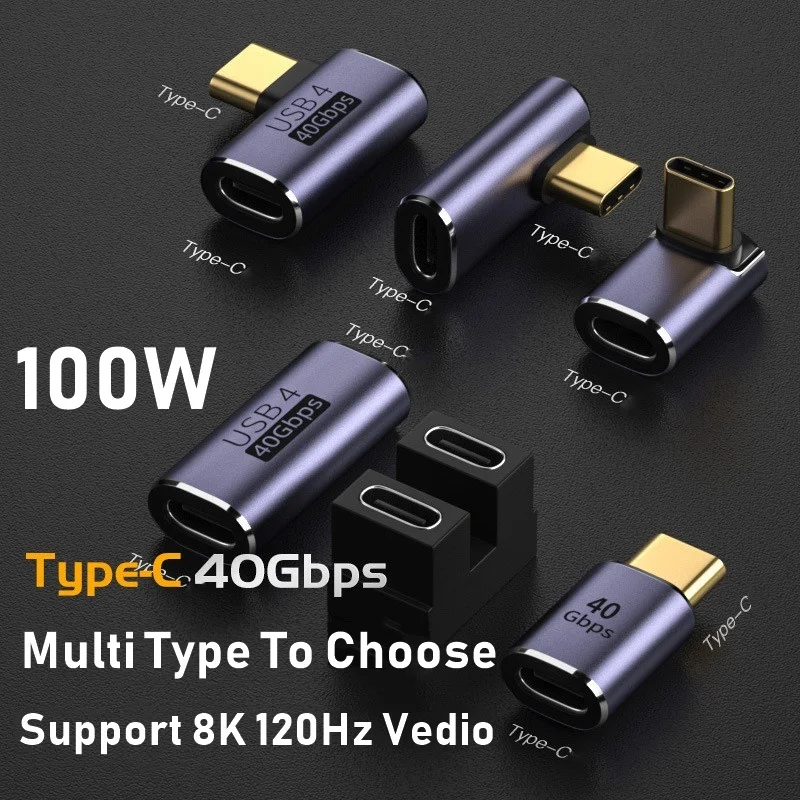 100W Metal USB 4.0 Type C Adapter OTG 40Gbps Fast Data Transfer Tablet USB-C Charging Converter for Phone Macbook Air Pro Laptop