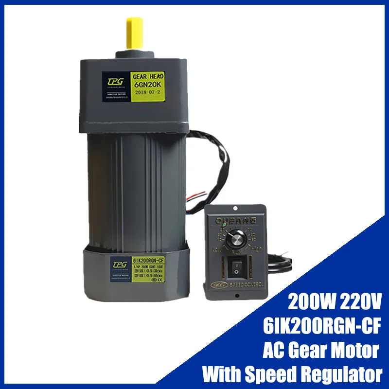 

200W 220V AC Gear Motor 6IK200RGN-CF With Speed Regulator Adjustable Speed Single Phase High Torque Asynchronous Motor